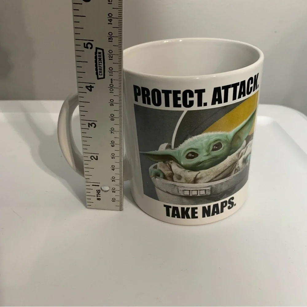 STAR WARS & ™️Lucasfilm Ltd. Yoda Attack. Protect. Take Naps. 20oz‎ coffee cup.